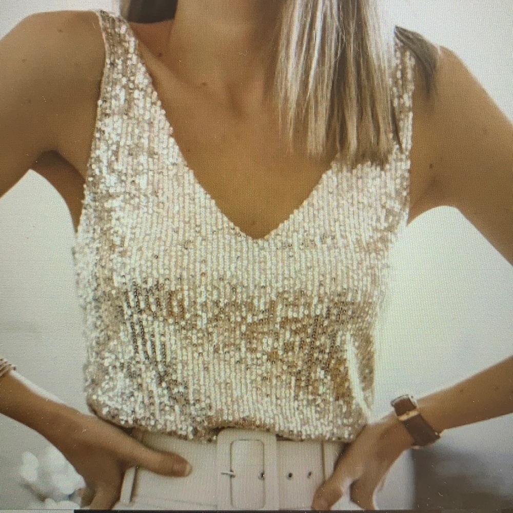 Glamorous B-neck sequined cami